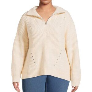 Terra & Sky Women's Plus Size Quarter Zip Sweater, Midweight, 3X NWT, Cozycore